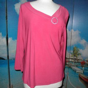 NEW by SYDNEY. B, ELGANT FUCHSIA LONG SLEEVES, BLOUSE, SIZE 2XL MADE IN THE USA